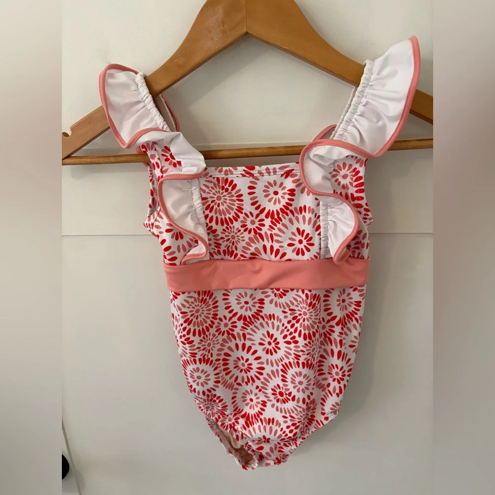 Bella Bliss Girl’s Tie-Back Ruffle Swimsuit. Size 7.